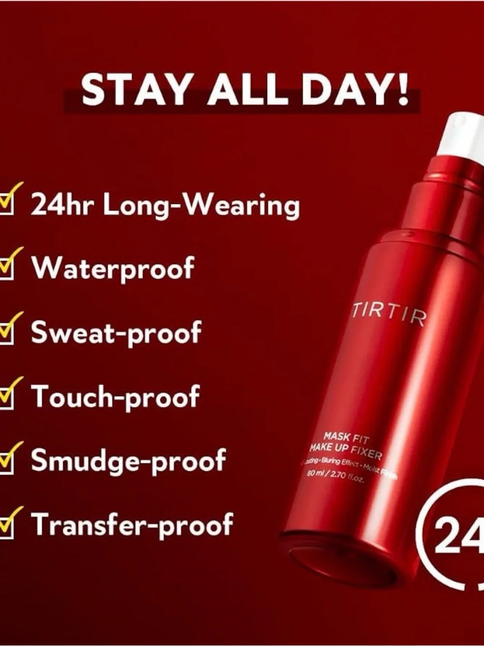 TIRTIR Mask Fit Makeup Fixer & Waterproof Setting Spray Duo — Red and Pink